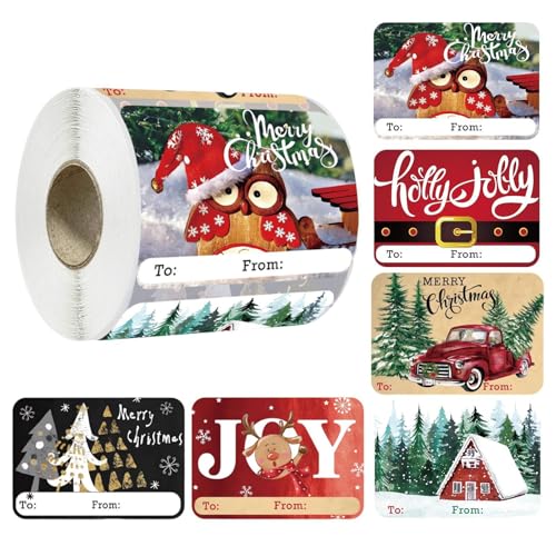Weihnachts-Namensschild-Aufkleber – 250 Stück selbstklebende Etiketten für Weihnachtskarten, Umschläge und Weihnachtsbastelarbeiten, selbstklebende Weihnachts-Namensschild-Aufkleber – bunte Etiketten von shjxi