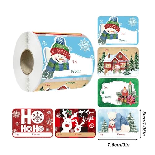 Weihnachts-Namensschild-Aufkleber – 250 Stück selbstklebende Etiketten für Weihnachtskarten, Umschläge und Weihnachtsbastelarbeiten, selbstklebende Weihnachts-Namensschild-Aufkleber – bunte Etiketten von shjxi