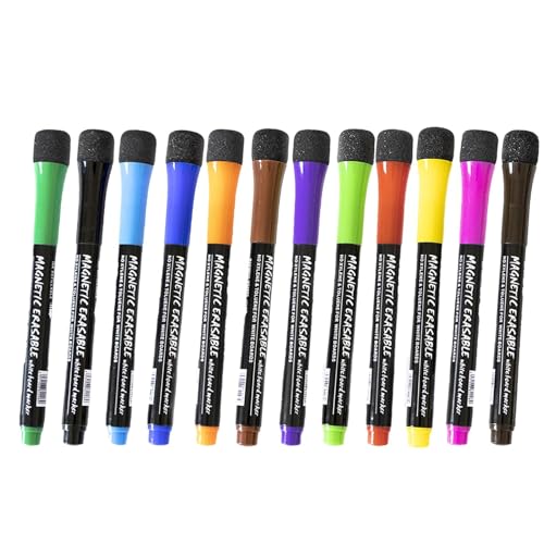 shjxi Magnetische Whiteboard-Marker | trocken abwischbare Marker | Magnetische trocken abwischbare Marker | Vielseitige und leicht zu reinigende Marker mit Magnetkappen für Whiteboards, Glas, Platten von shjxi