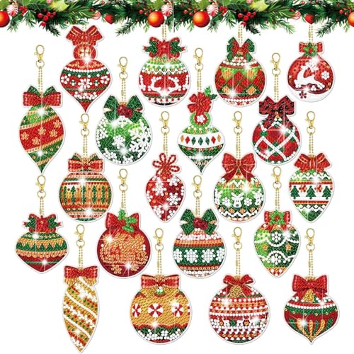 Diamond Painting Weihnachten Anhänger, 20 Stück Schlüsselanhänger Weihnachtsbaum, 5D Doppelseitige Kinder für DIY Basteln Diamond Painting Weihnachten Anhänger, 20 Stück Schlüsselanhänger Weihnachtsbaum, 5D Doppelseitige Kinder für DIY Basteln von shockassist