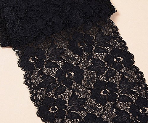 2 Yard Vintage Spitzenbordüre,Spitzenbordüre Spitzenborte Spitze Polyester Spitzenband,Häkel-Borte Spitze Nähen Deko,Elastisch Spitzenbesatz,16CM (Schwarz) von showll