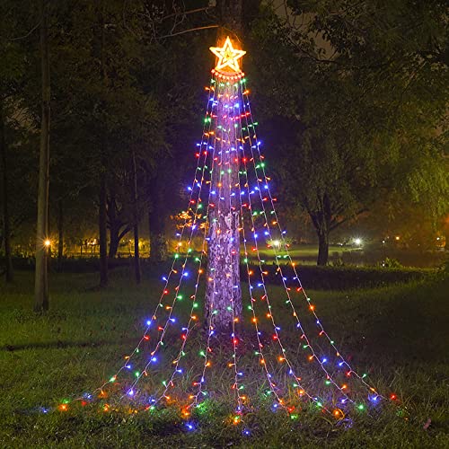 shsyue Weihnachtsbaumschmuck, Wasserfall-Lichter, 3,5 m, Weihnachtslicht für Garten und Außenbereich, 350 LEDs, Wasserfall-Lichter mit Stern, Lichterkette für den Innenbereich, mit USB-betrieben, 8 shsyue Weihnachtsbaumschmuck, Wasserfall-Lichter, 3,5 m, Weihnachtslicht für Garten und Außenbereich, 350 LEDs, Wasserfall-Lichter mit Stern, Lichterkette für den Innenbereich, mit USB-betrieben, 8 von shsyue
