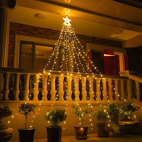 shsyue Weihnachtsbaumschmuck, Wasserfall-Lichter, 3,5 m Weihnachtslicht für Garten und Außenbereich, 350 LEDs, Wasserfall-Lichter mit Stern, Lichterkette für den Innenbereich, mit USB-betrieben, 8 shsyue Weihnachtsbaumschmuck, Wasserfall-Lichter, 3,5 m Weihnachtslicht für Garten und Außenbereich, 350 LEDs, Wasserfall-Lichter mit Stern, Lichterkette für den Innenbereich, mit USB-betrieben, 8 von shsyue