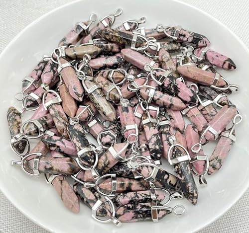 shuaiguo 24 Stück natürlicher Edelstein Quarz Kristall Amethyst Türkis sechseckig Pendel Reiki Anhänger geeignet for DIY Schmuckherstellung Halsketten Anhänger Anhänger (Size : NO.6) von shuaiguo