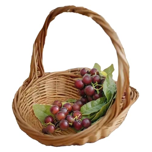 shuhauk Blumenmädchenkorb – geflochtener Weidenkorb mit Griff, Heimdekoration, Aufbewahrungs-Organizer, Küchenzubehör für Obst und , Blumenarrangements von shuhauk