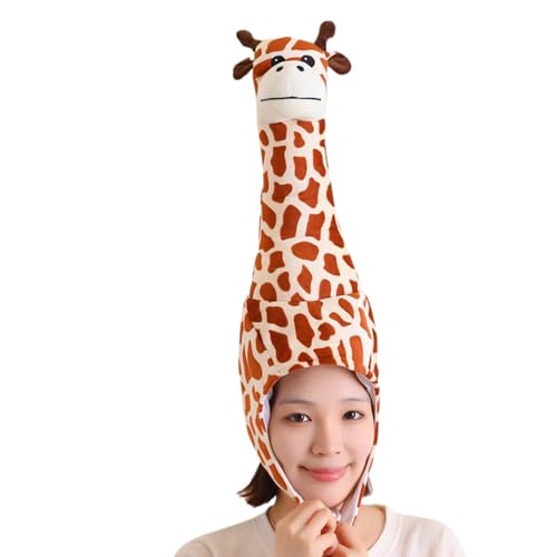 shuhauk Giraffe Kopfbedeckung Hut Gefüllte Kostüm Cosplay Kopfbedeckung Neuheit Dreidimensionale Plüsch Kopfbedeckung Cap Party Dressing Supplies Kopfbedeckung für Party Karneval Rollenspiel Event von shuhauk
