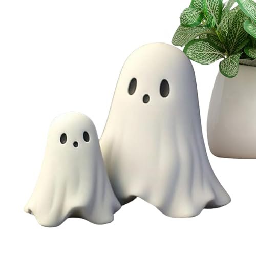 shuhauk Halloween-Geisterfiguren | Gruselige Geisterstatue aus Harz für Halloween | Home Accent Figuren für TV-Schrank, Kaminsims, Desktop, Bücherregal, Fensterbank von shuhauk