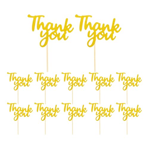 shuhauk Tortenaufsatz mit Aufschrift "Thank You", 12 Stück, für Lehrer, Freunde, Versammlungen, Partys, Veranstaltungen, Feiern, 12 Stück von shuhauk