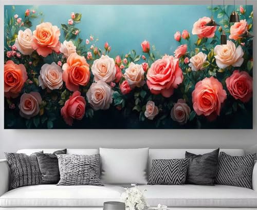 Blumen Diamond Painting Nordisch Diamond Painting Erwachsene Bastelset, 5D Crystal Art Kreuzstich Strass Stickereipuzzl, Diy Kinder Daiments Malerei Volldiamant Leinwand für Geschenke 100x200cm M-Y329 von shuoguoo