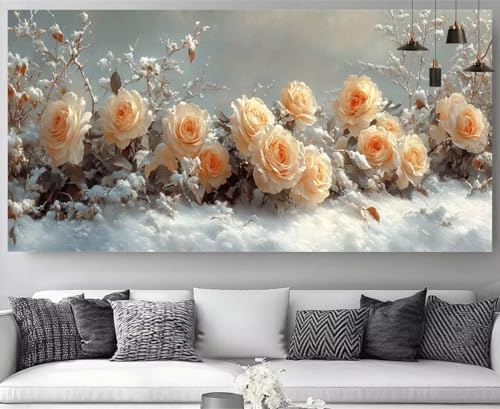 Blumen Diamond Painting Winter Diamond Painting Erwachsene Bastelset, 5D Crystal Art Kreuzstich Strass Stickereipuzzl, Diy Kinder Daiments Malerei Volldiamant Leinwand für Geschenke 80x240cm M-Y347 von shuoguoo