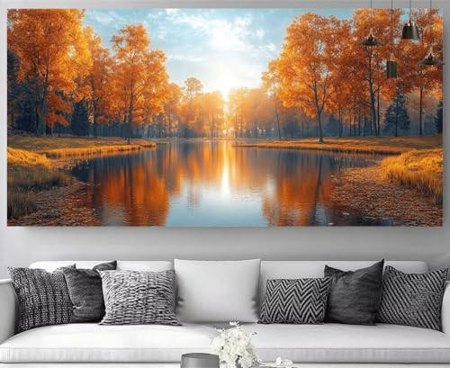 Flusstal Diamond Painting Sonnenuntergang Diamond Painting Erwachsene Bastelset, 5D Crystal Art Kreuzstich Strass Stickereipuzzl, Diy Kinder Daiments Malerei Volldiamant Leinwand Gift 80x240cm M-Y281 von shuoguoo