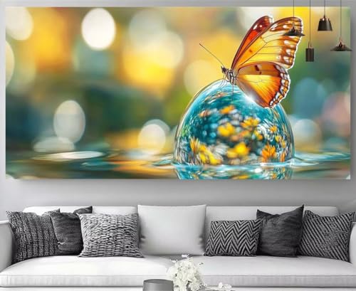 Schmetterling Diamond Painting Abstrakt Diamond Painting Erwachsene Bastelset, 5D Crystal Art Kreuzstich Strass Stickereipuzzl, Diy Kinder Daiments Malerei Volldiamant Leinwand Gift 80x240cm M-Y295 von shuoguoo