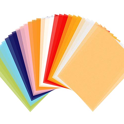 Transparentpapier Bunt, Shynek 50 Blätter Pergamentpapier 10 Farben 8.5 x 11 Pauspapier zum Bedrucken, DIY Basteln, Scrapbooking, Verpackung, Kartengestaltung. von shynek