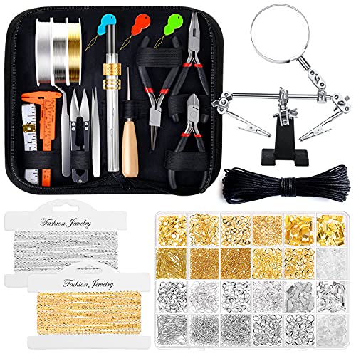 Schmuckherstellungs-Sets für Erwachsene, shynek Schmuckherstellungszubehör-Set mit Werkzeugen, Ohrring-Charms, Schmuckdrähten, Schmuckzubehör und helfenden Händen für Schmuckherstellung und Reparatur von shynek