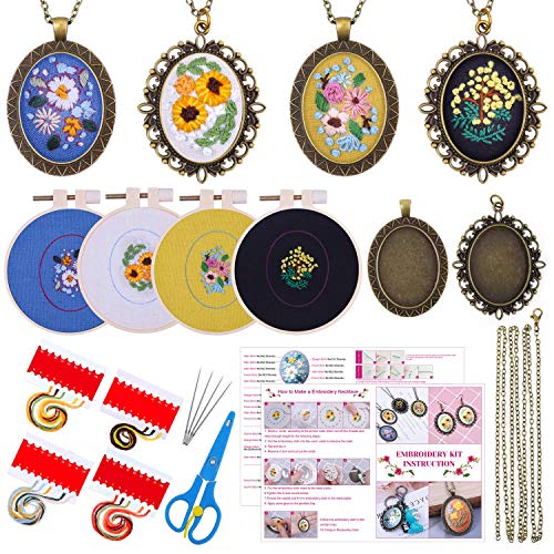 shynek Mini-Stickerei-Set für Anfänger, Stickerei-Anhänger für Schmuckherstellung von shynek