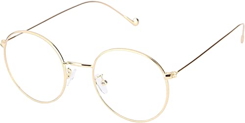 sigaer Brille Nerdbrille Retro Rund Unisex Metallgestell Brillenfassung Dekobrillen 140x50mm Gold sigaer Brille Nerdbrille Retro Rund Unisex Metallgestell Brillenfassung Dekobrillen 140x50mm Gold von sigaer