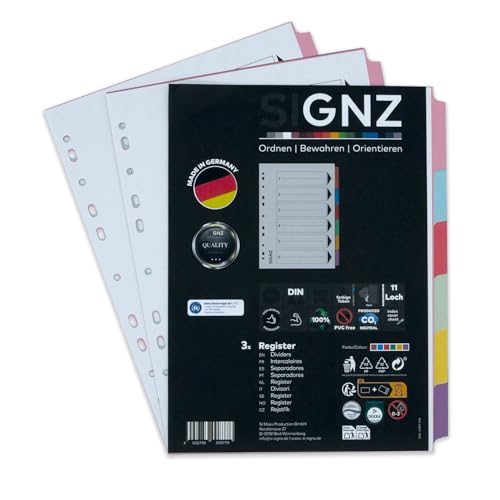SIGNZ Register A4 aus Recycling-Karton, 6 - teilig, farbig, 3 Stück, extra starke Trennblätter, CO2-neutral hergestellt, made in Germany SIGNZ Register A4 aus Recycling-Karton, 6 - teilig, farbig, 3 Stück, extra starke Trennblätter, CO2-neutral hergestellt, made in Germany von signz