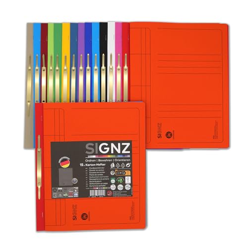 SIGNZ Schnellhefter DIN A4 aus Karton, gefaltet, farblich sortiert, CO2-neutral hergestellt, made in Germany von signz