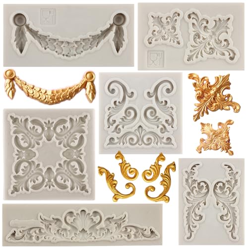 Sijiangmold Barocke Fondantformen mit Schnörkelrand, Spitze, Silikonformen für Cupcake-Topper, Kuchendekoration, Süßigkeiten, Polymerton, Schokolade, Gummipaste, 6 Stück Sijiangmold Barocke Fondantformen mit Schnörkelrand, Spitze, Silikonformen für Cupcake-Topper, Kuchendekoration, Süßigkeiten, Polymerton, Schokolade, Gummipaste, 6 Stück von sijiangmold