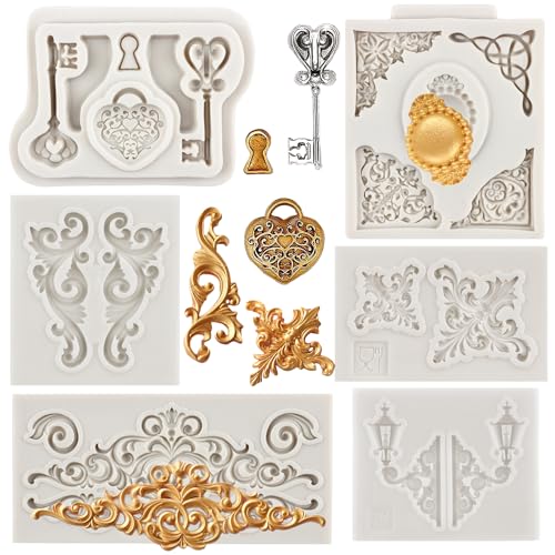 Sijiangmold Barock-Stil, Schnörkeln, Spitze, Silikon, Fondantformen, filigrane Form für Cupcake-Aufsätze, Kuchendekoration, Süßigkeiten, Polymerton, Schokolade, Gummipaste, 6 Stück Sijiangmold Barock-Stil, Schnörkeln, Spitze, Silikon, Fondantformen, filigrane Form für Cupcake-Aufsätze, Kuchendekoration, Süßigkeiten, Polymerton, Schokolade, Gummipaste, 6 Stück von sijiangmold