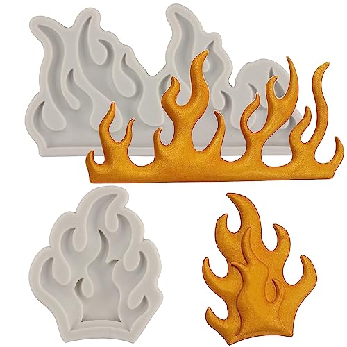 Sijiangmold Flamme Fondant Formen Feuer Kuchen Dekorieren Silikon Formen Für Cupcake Topper Kuchen Dekorieren Schokolade Süßigkeiten Handwerk Gummipaste Set von 2 von sijiangmold