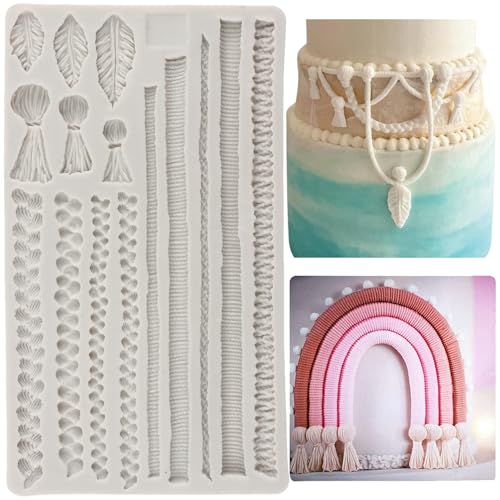 Sijiangmold Hanfseil, Fondantformen, Makramee, Quaste, Kuchendekoration, Silikonformen für Kuchendekoration, Schokolade, Cupcake-Topper, Polymerton Sijiangmold Hanfseil, Fondantformen, Makramee, Quaste, Kuchendekoration, Silikonformen für Kuchendekoration, Schokolade, Cupcake-Topper, Polymerton von sijiangmold