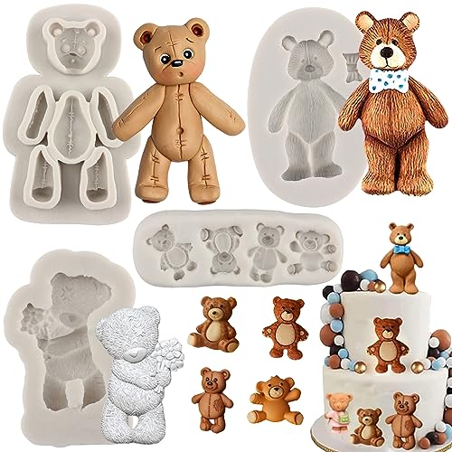 Sijiangmold Silikon-Fondantformen für Teddybären, Kuchendekoration, Cupcake-Aufsätze, Süßigkeiten, Schokolade, Gummipaste, Polymer-Ton, 6 Stück von sijiangmold