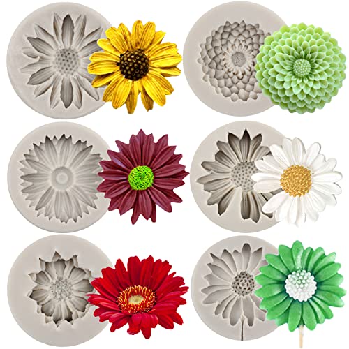 Sijiangmold Silikonform für Chrysanthemen, Gänseblümchen, Fondant, Sonnenblumen, Schokoladenform, Kuchendekoration, Schokolade, Süßigkeiten, Cupcake-Topper, Polymerton, 6 Stück Sijiangmold Silikonform für Chrysanthemen, Gänseblümchen, Fondant, Sonnenblumen, Schokoladenform, Kuchendekoration, Schokolade, Süßigkeiten, Cupcake-Topper, Polymerton, 6 Stück von sijiangmold