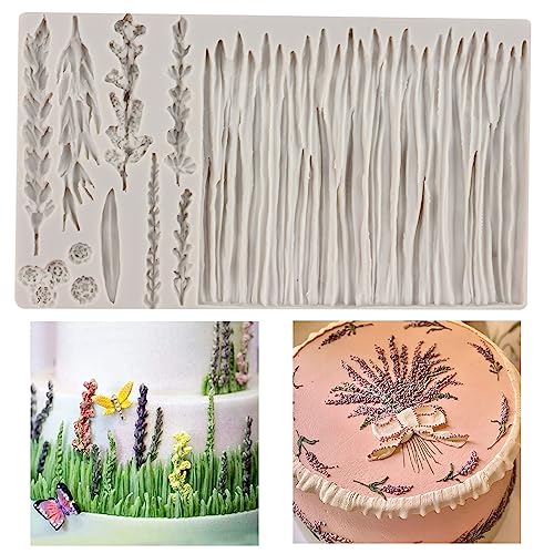 Sijiangmold Silikonform für Fondant, Lavendelblüte, Weizenblatt, Süßigkeitengras, für Cupcake-Aufsätze, Kuchendekoration, Schokolade, Süßigkeiten, Handwerk, Gummipaste, Set von von sijiangmold