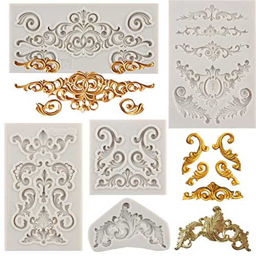 Sijiangmold Silikonformen im Barockstil, Schnörkeln, Spitze, Fondant, Vintage-Blumenform, für Kuchendekoration, Cupcake-Aufsätze, Süßigkeiten, Gummipaste, Polymerton, 5 Stück Sijiangmold Silikonformen im Barockstil, Schnörkeln, Spitze, Fondant, Vintage-Blumenform, für Kuchendekoration, Cupcake-Aufsätze, Süßigkeiten, Gummipaste, Polymerton, 5 Stück von sijiangmold