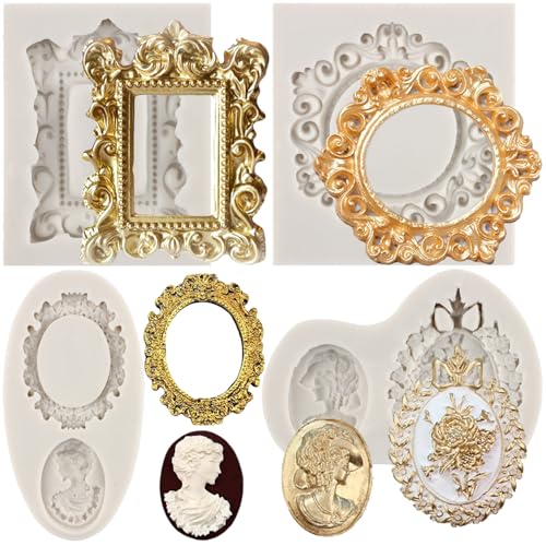 Sijiangmold Silikonformen mit Bilderrahmen mit Kamee und Bilderrahmen, Vintage-Stil, Spiegelrahmen, Form für Kuchendekoration, Cupcake-Topper, Schokolade, Süßigkeiten, Bastelarbeiten, Blütenpaste, 4 Sijiangmold Silikonformen mit Bilderrahmen mit Kamee und Bilderrahmen, Vintage-Stil, Spiegelrahmen, Form für Kuchendekoration, Cupcake-Topper, Schokolade, Süßigkeiten, Bastelarbeiten, Blütenpaste, 4 von sijiangmold