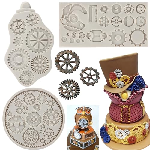 Sijiangmold Steampunk Gear Silikon-Fondantformen, Zahnräder, Zahnräder, Fondantformen für Kuchendekoration, Cupcake-Aufsätze, Süßigkeiten, Schokolade, Polymerton, Gummipaste, 3 Stück Sijiangmold Steampunk Gear Silikon-Fondantformen, Zahnräder, Zahnräder, Fondantformen für Kuchendekoration, Cupcake-Aufsätze, Süßigkeiten, Schokolade, Polymerton, Gummipaste, 3 Stück von sijiangmold