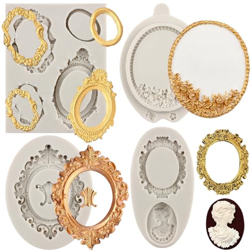 Sijiangmold Silikonform für Fotorahmen, Fondant, Bilderrahmen, Vintage-Stil, für Kuchendekoration, Cupcake-Topper, Süßigkeiten, Schokolade, Modelliermasse, Gummipaste, 4 Stück Sijiangmold Silikonform für Fotorahmen, Fondant, Bilderrahmen, Vintage-Stil, für Kuchendekoration, Cupcake-Topper, Süßigkeiten, Schokolade, Modelliermasse, Gummipaste, 4 Stück von sijiangmold