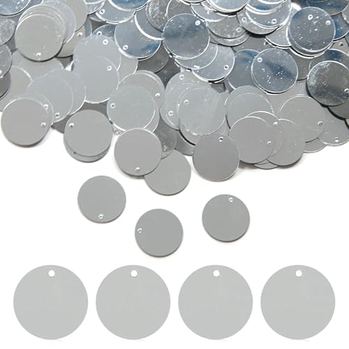 850 Stück lose Pailletten, 20 mm, Glitzer-Pailletten, flache Pailletten, rund, für Kunst, flache Pailletten mit Loch, Stickerei, Bastel-Pailletten zum Nähen, Cafés, DIY, Schmuckherstellung, Silber 850 Stück lose Pailletten, 20 mm, Glitzer-Pailletten, flache Pailletten, rund, für Kunst, flache Pailletten mit Loch, Stickerei, Bastel-Pailletten zum Nähen, Cafés, DIY, Schmuckherstellung, Silber von silllule