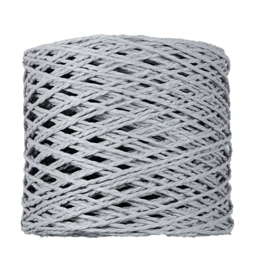 Bast-Bastband, 2 mm x 218 m, Bastgarn, Garn für Geschenkverpackungen, Papierband zum Basteln, Weben, Hüte, Taschen, Stricken, Häkeln, Bastelprojekte, Grau von silllule