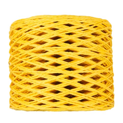 Bast-Bastband, 2 mm x 218 m, Bastgarn, Garn für Geschenkverpackungen, Papierband zum Basteln, Weben, Hüte, Taschen, Stricken, Häkeln, DIY-Projekte, Gelb von silllule