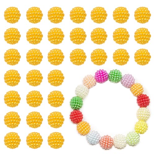 Bayberry runde Perlen, 12 mm, Acryl-Imitationsperlen für Schmuckherstellung, lose Perlen für Armband, Halskette, Ohrringe, DIY, Kunst, Bastelprojekte, Heimdekoration, Gelb, 200 Stück von silllule
