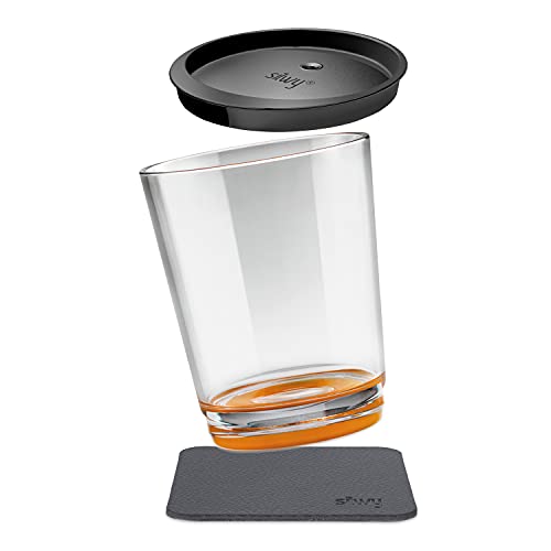 silwy Magnetbecher in Orange mit auslaufsicherem Deckel und Nano Gel Metallstempel für sichere Platzierung und Transport, perfekt für Camping und Boot von silwy einfach anziehend.