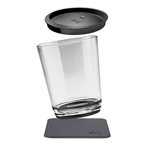 silwy Magnetbecher in Perlgrau mit auslaufsicherem Deckel und Nano Gel Metallstempel für sichere Platzierung und Transport, perfekt für Camping und Boot von silwy einfach anziehend.