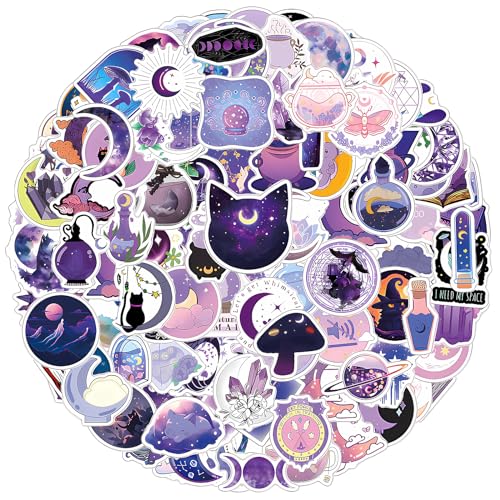 simarro 110 Stück Mond Aufkleber, Violett Magie Sticker Set für Kinder Jugendliche Erwachsene Wasserfeste Aufkleber Sticker Aesthetic für Wasserflasche Laptop Telefon von simarro
