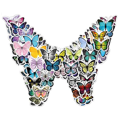 simarro 120 Stück Schmetterling Sticker Set, Schmetterling Aufkleber für Kinder Bunter Schmetterling süßer Graffiti-Aufkleber Auto Gepäck Notizbuch wasserfester Aufkleber von simarro