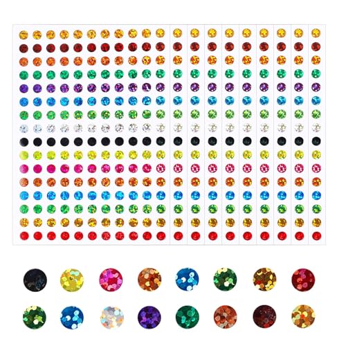 simarro 3520 Stück Glitzer Kreis Dot Aufkleber, 6mm Punkt Aufkleber Kinder Belohnungssticker Farbige Etiketten Laser Bunte Klebepunkte für Scrapbooking Hervorgehobene Markierungen DIY Basteln von simarro