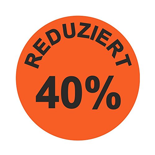 Aktionsetiketten "REDUZIERT 40%" - Durchmesser 30 mm - Leuchtrot - 1.000 Stück (1) von simhoa