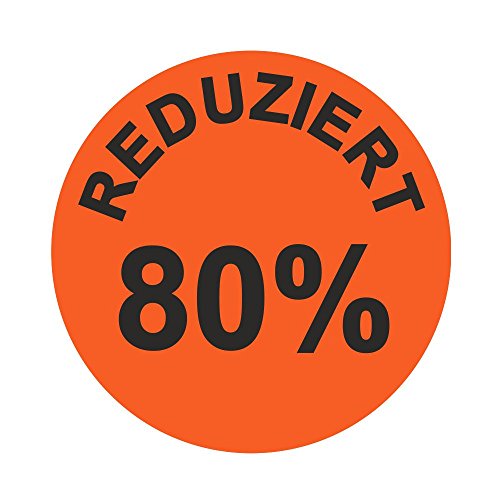 Aktionsetiketten "REDUZIERT 80%" - Durchmesser 30 mm - Leuchtrot - 1.000 Stück (1) von simhoa