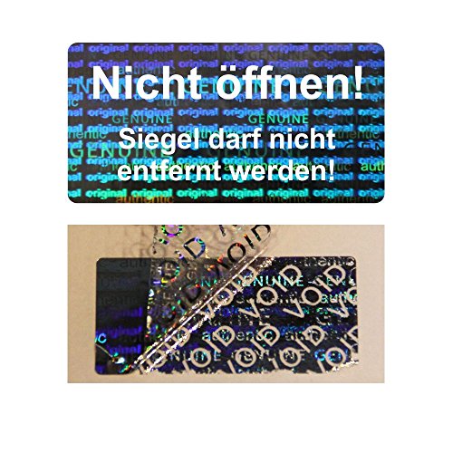 Hologramm VOID Sicherheitsetiketten "Nicht öffnen!" auf Rolle - 40 x 20 mm - 1000 Stück (Weiß) von Etikettenshop Thon