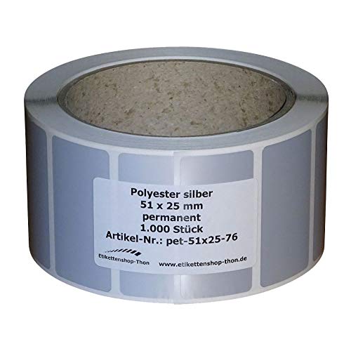 Typenschilder/Polyester Etiketten - 51 x 25 mm - 1.000 Stück - silber - Hülse 76 mm Typenschilder/Polyester Etiketten - 51 x 25 mm - 1.000 Stück - silber - Hülse 76 mm von simhoa