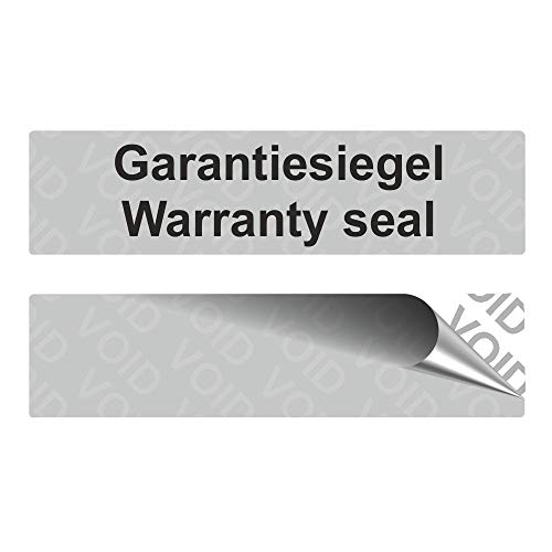 VOID Sicherheitsetiketten "Garantiesiegel Warranty seal" auf Rolle - 80 x 20 mm - Schwarz (100) von Etikettenshop Thon