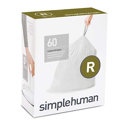 simplehuman CW0253 Code R passgenaue Müllbeutel, 3 x Packung mit 20 (60 Müllbeutel), weißer Kunststoff von simplehuman