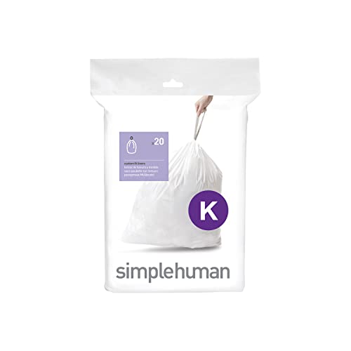simplehuman CW0171 passgenaue Müllbeutel, Pack mit 20, Plastik, Weiß — Code K von simplehuman