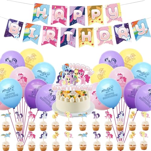 Thema Party Dekoration simyron 56PCS Geburtstag Latexballons Set Happy Birthday Banner Cake Dekoration Für Einhorn Kinder Partyzubehör von simyron